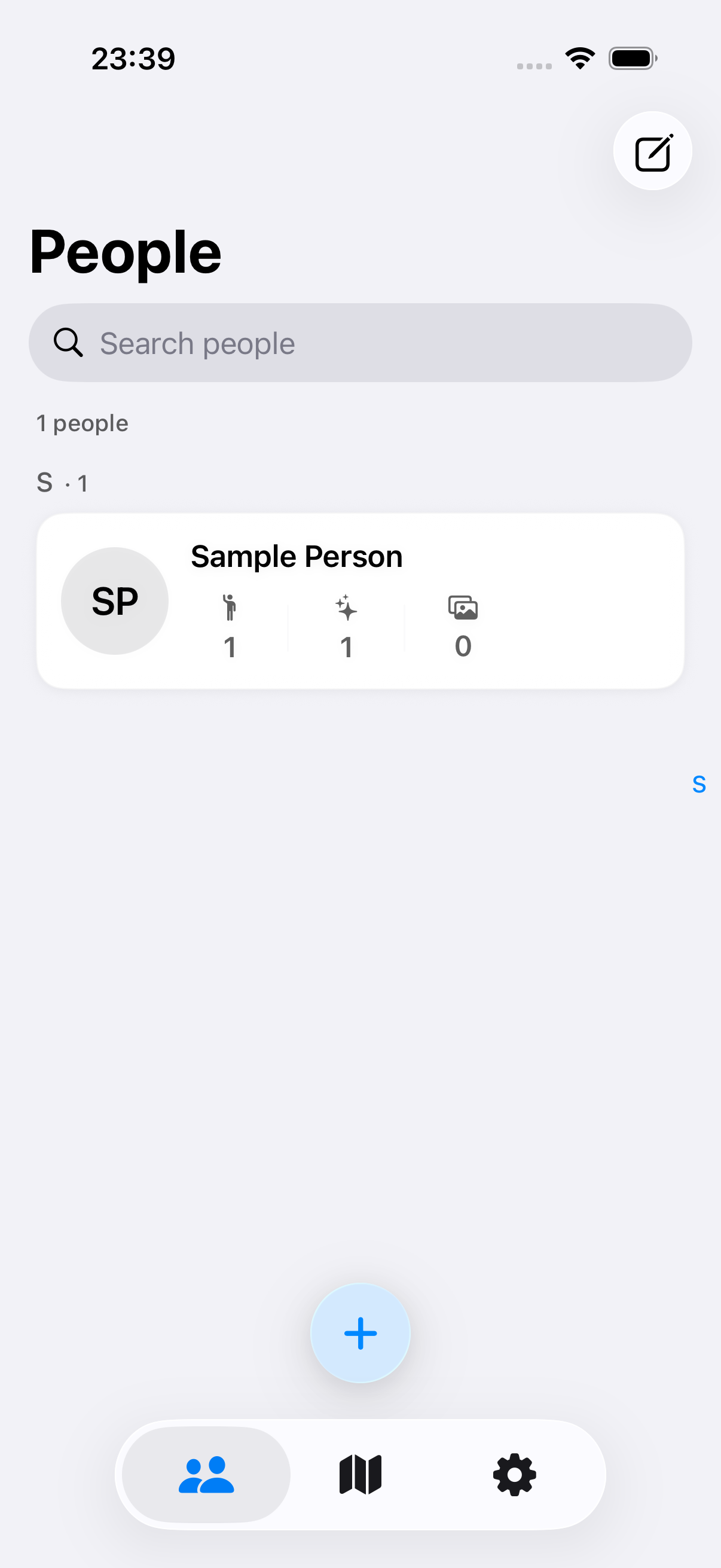 Mappamory People list and the create-person entry point